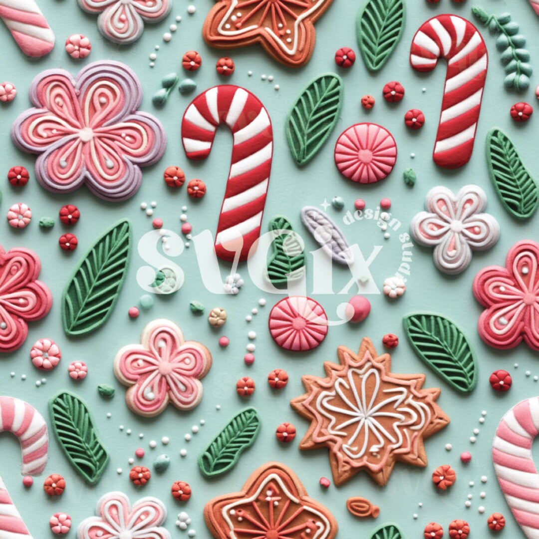 Candy Cany Embroidery Seamless Pattern by Svgix - Etsy