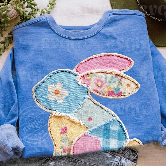 Faux Patchwork Bunny PNG x 2