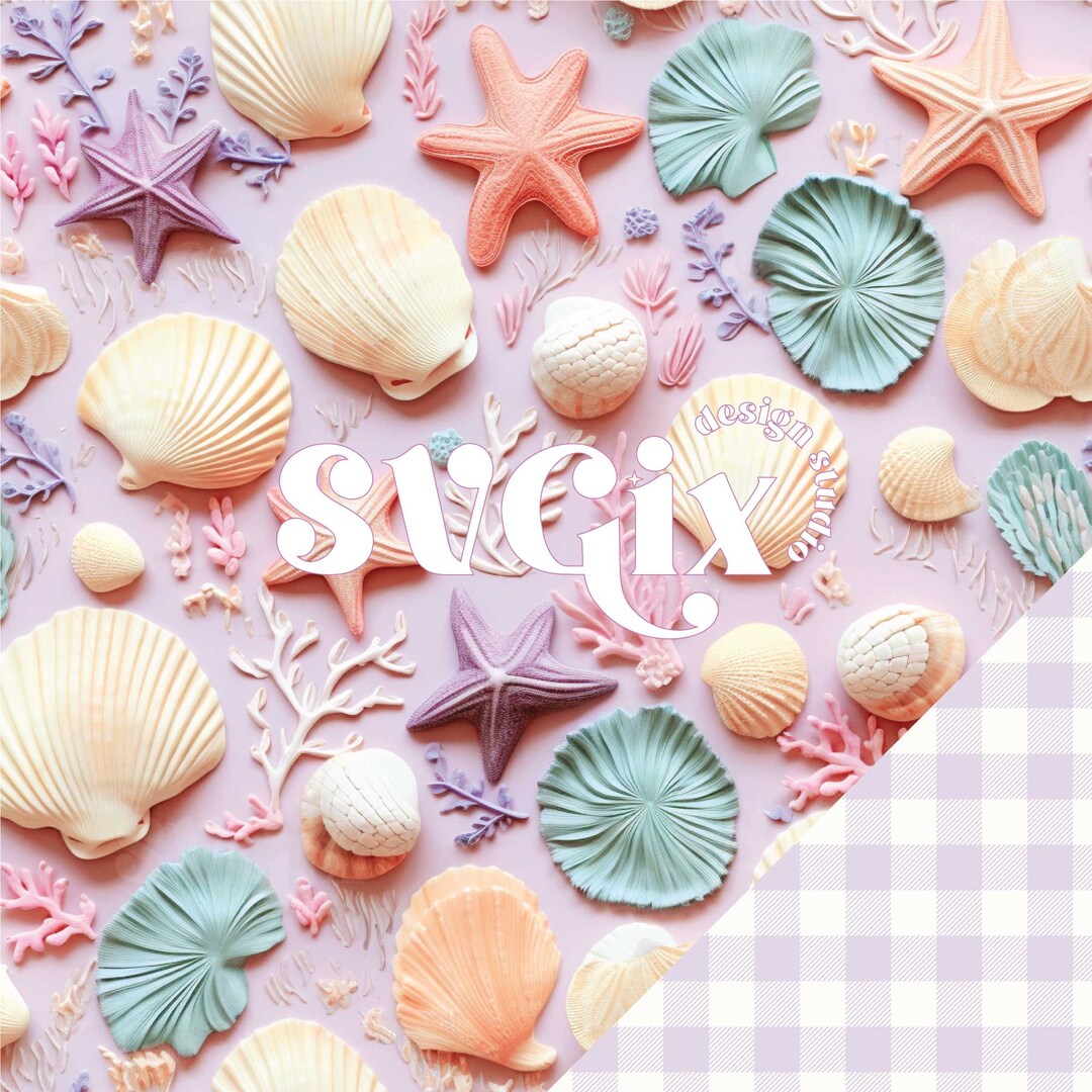 Beach Seashells Pink Seamless Pattern by Svgix - Etsy