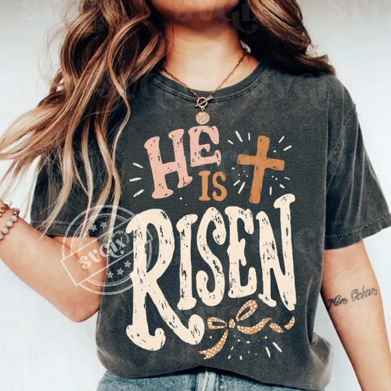 He is Risen png, Easter Girl Png, Luke 24 6 Design, Easter Christian png, Easter Faith png, Easter Scripture png