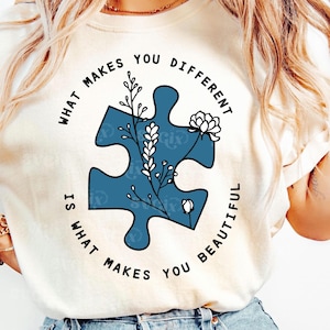 Autismo SVG, Lo que te hace diferente es lo que te hace hermosa SVG, Cita de concientización sobre el autismo Camisa de maestra y mamá svg Archivos de corte PNG de SVGix