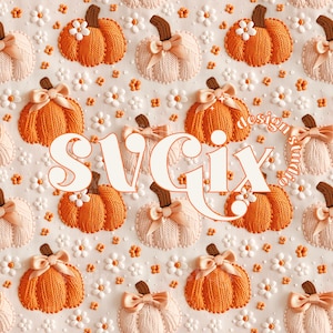 Naadloze pompoen, herfststrik naadloos, Cottagecore naadloos, herfst naadloos, herfstprint, herfst Digitaal papier direct downloaden door SVGix
