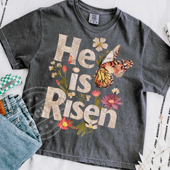 He is Risen png, Easter Girl Png, Luke 24 6 Design, Easter Christian png, Easter Faith png, Easter Scripture png, Faux Collage PNG