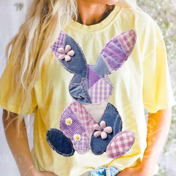 Faux Patchwork Bunny PNG, Easter Bunny PNG
