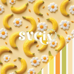 Banana Summer Fuit bunte nahtlose Bananen-Wiederholungsmuster für Fabric Sublimation und Scrapbooking von SVGix
