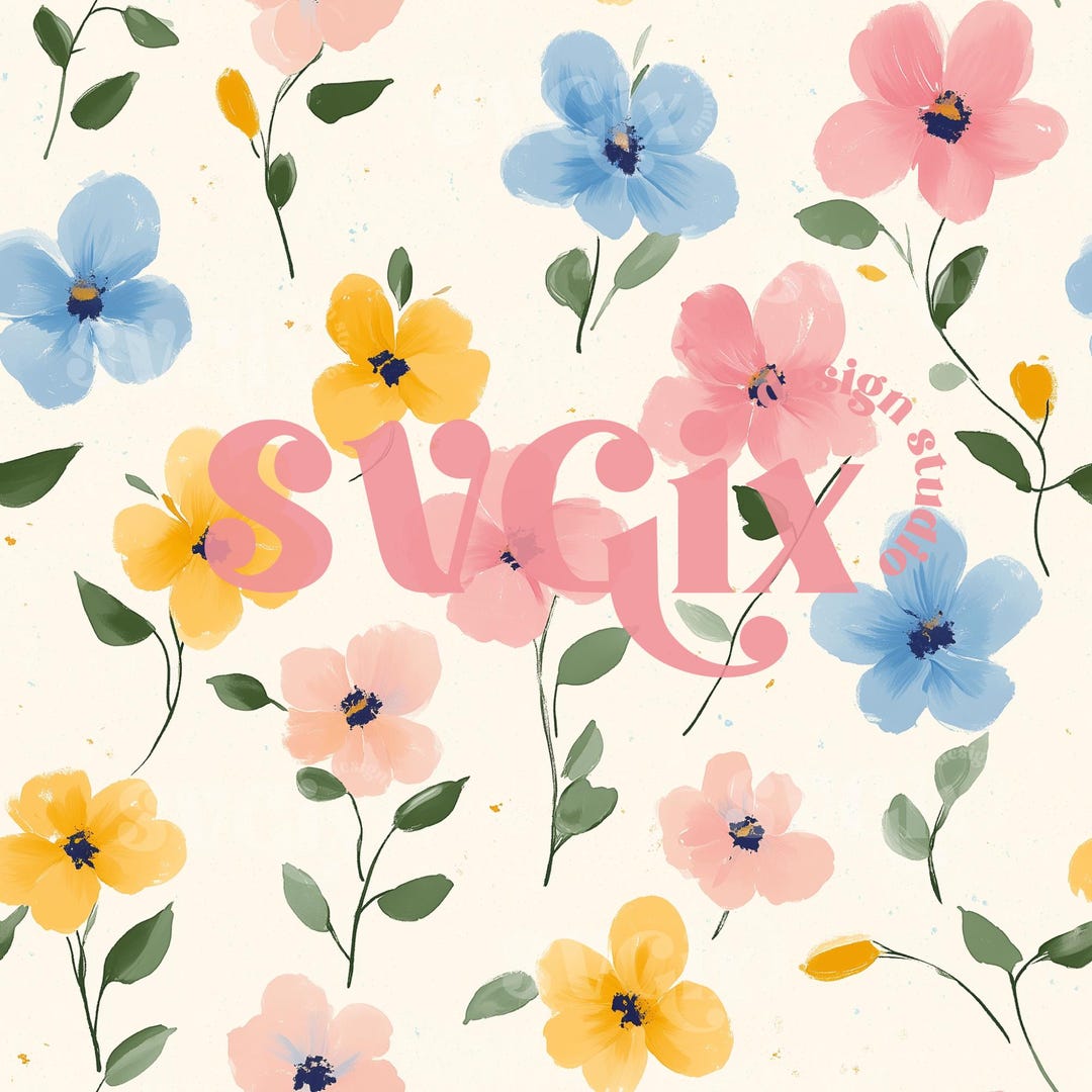 Floral Seamless File, Cute Spring Floral Repeating File Digital ...