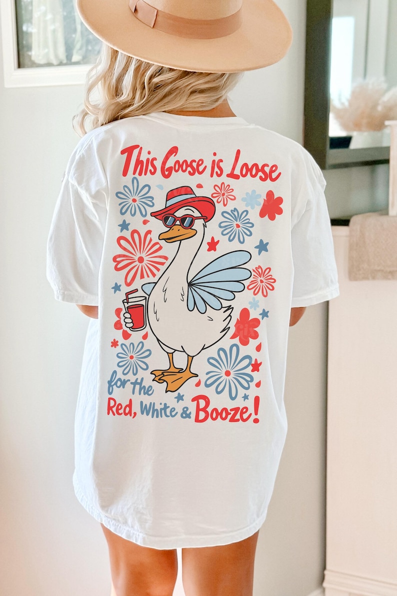 4.º ganso PNG, rojo blanco borracho PNG, este ganso está suelto SVG, 4 de julio PNG, diseño de camiseta patriótica de SVGix imagen 8