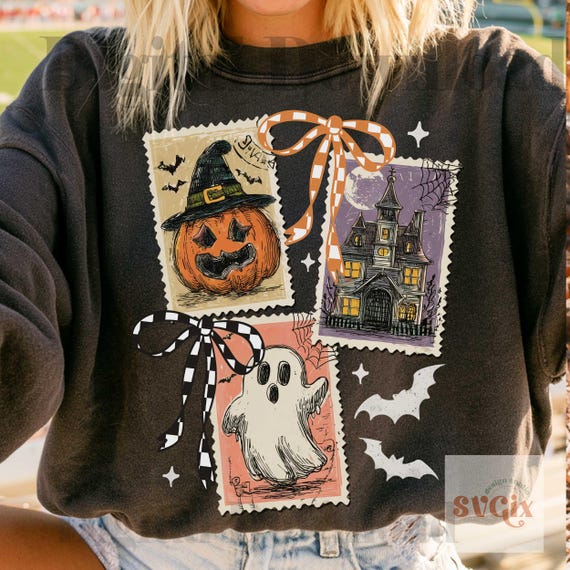 Retro Halloween png, Cat halloween Png, Ghost Halloween PNG, Girly Halloween Png, Haunted House Png, Halloween Png, Spooky Mama png by SVGix