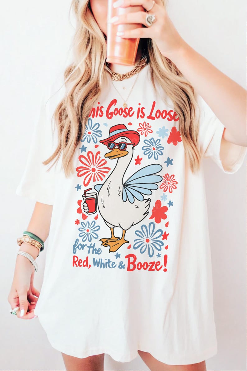 4.º ganso PNG, rojo blanco borracho PNG, este ganso está suelto SVG, 4 de julio PNG, diseño de camiseta patriótica de SVGix imagen 9