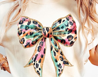 Leopard Glitter Bow Design Clipart Images Shirt Design for Sublimation by SVGix
