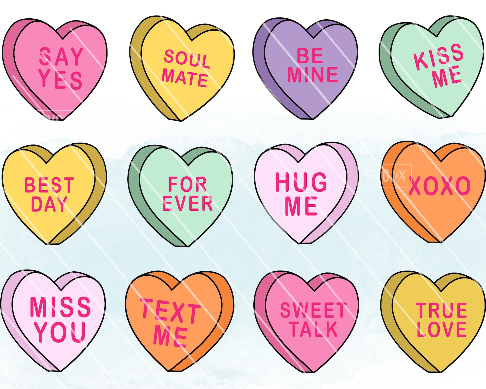 Conversation Hearts SVG Valentines Day SVG Valentine Candy | Etsy UK