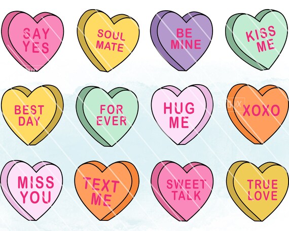 Conversation Hearts SVG Valentines Day SVG Valentine Candy | Etsy