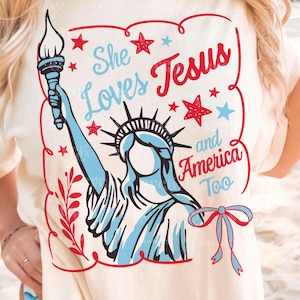 « Elle aime Jésus et l'Amérique aussi PNG SVG, 4 juillet Faith png, chrétien 4 juillet png, L'Amérique a besoin de Jésus png » par SVGix