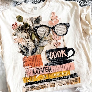 Book Lover Png, Faux Collage Png, Book Lover Png, Trendy Bookworm PNG, Book stack png, Trendy reader png
