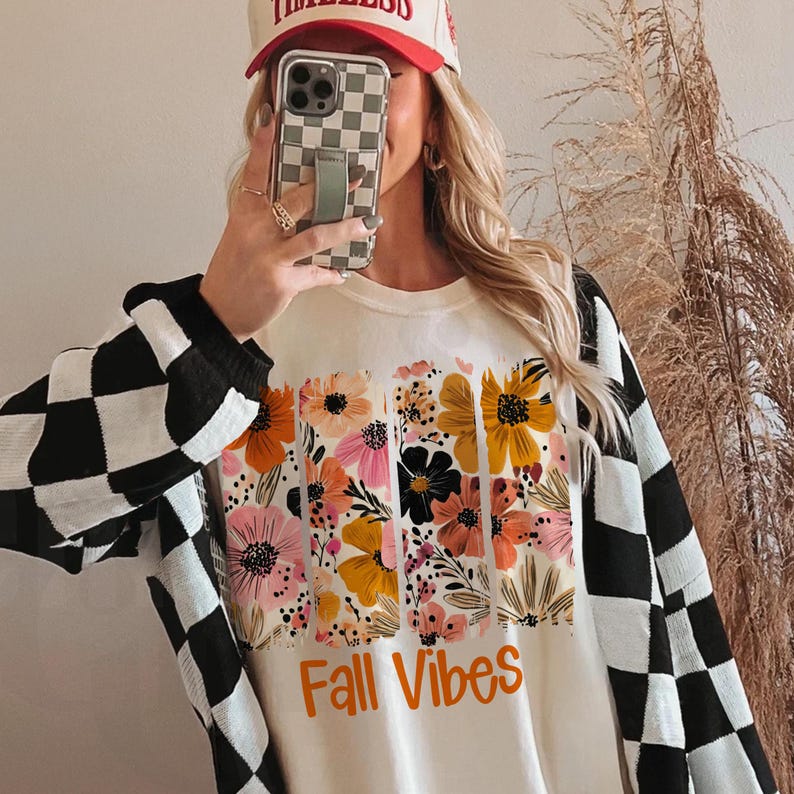 Boho Fall PNG, Fall Vibes PNG, Happy Fall Design Trendy Autumn fall floral design,fall flowers png,boho floral Digital Download Shirt Design image 8