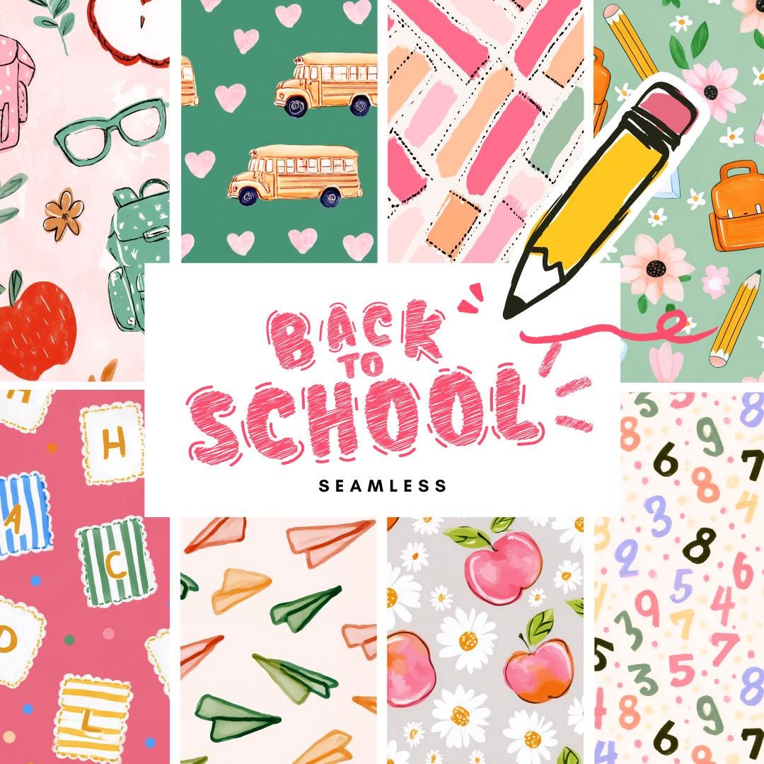 Teacher Seamless, Pencil Bows Seamless, Pencil Seamless File, Retro School Pattern, Repeating Pattern, Pencil, Education Pattern by SVGix