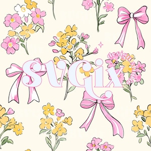 Fiocchi floreali senza soluzione di continuità, carino primavera floreale pasquale senza soluzione di continuità file ripetuto download digitale tessuto sublimazione scrapbooking stampa di SVGix