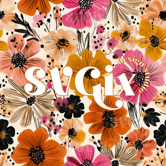 Autumn Seamless, Fall Floral Seamless, Boho Fall Seamless, Retro Fall Floral, Boho Floral Seamless Files,, Fall Floral Pattern by SVGix