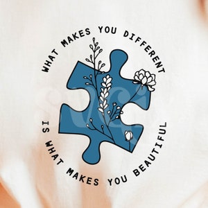 What Makes You Different Is What Makes You Beautiful SVG, Autism Awareness teacher svg, autism mom svg, autism shirt svg, Autism Quote svg