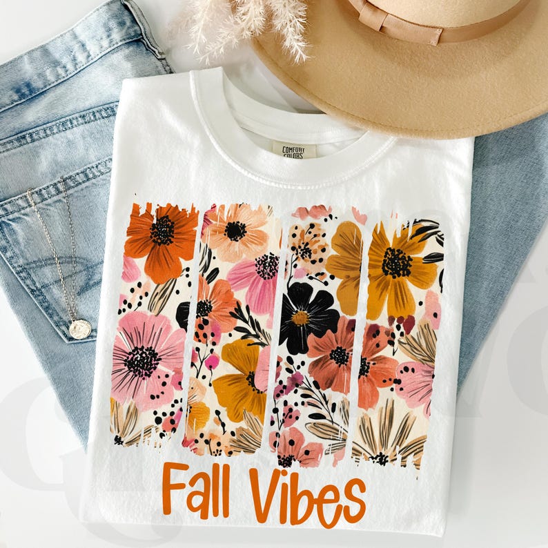 Boho Fall PNG, Fall Vibes PNG, Happy Fall Design Trendy Autumn fall floral design,fall flowers png,boho floral Digital Download Shirt Design image 4