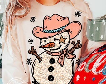Western Snowman png, Western Christmas png, Xmas sublimation, girly Christmas png, cowgirl Xmas png, Pink Christmas png