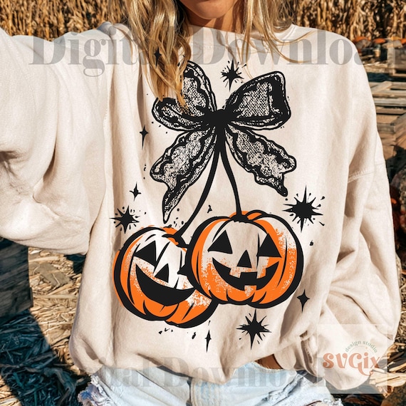 Cherries Pumpkin Png SVG, Pumpkin Season Png, Fall Vibes Png, Fall Coquette Png, Halloween Girly Png, (Digital Download)