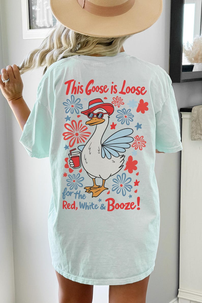 4.º ganso PNG, rojo blanco borracho PNG, este ganso está suelto SVG, 4 de julio PNG, diseño de camiseta patriótica de SVGix imagen 6