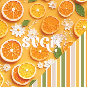 Papel digital sin costuras con rodajas de cítricos y naranjas de verano para sublimación de tela, manualidades, álbumes de recortes y proyectos de bricolaje