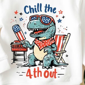 4. Juli Dino PNG SVG FOJ Dinosaurier png Chillen der 4. Juli Unabhängigkeit Jungen Kleinkind Shirt Design für Sublimation von SVGix