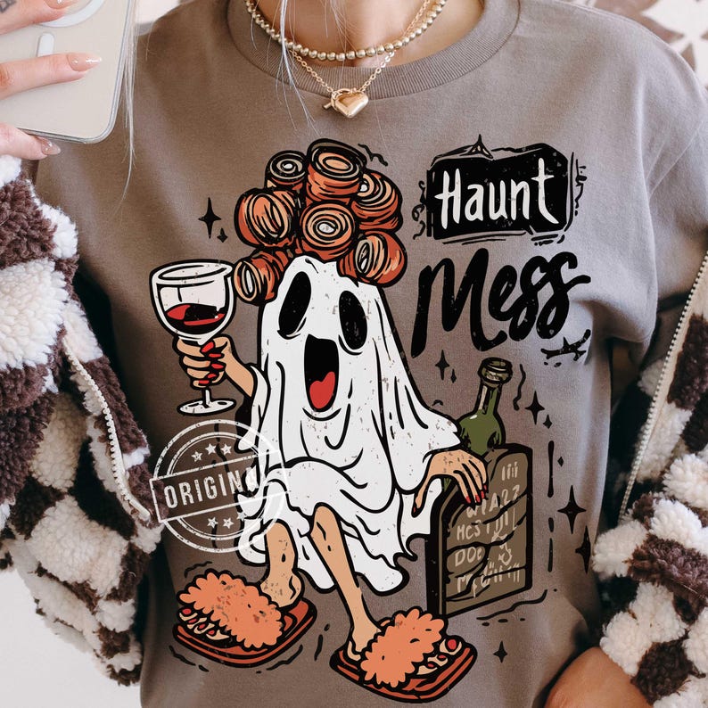 Funny Halloween PNG SVG, Ghost Halloween, Haunt Mess png, Spooky Season PNG, Halloween Vibes png, Retro Halloween png by SVGix image 3