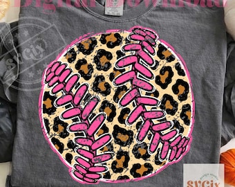 Leopard Baseball PNG, Coquette Softball PNG, Baseball Mom PNG, Pink Game Day png, Girly Sports png
