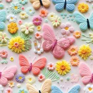 Motif de broderie 3D pastel papillons sans couture par SVGix
