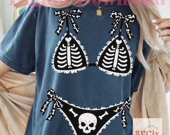 Summerween png, Letni Szkielet PNG, Upiorne Lato png, Halloween Bikini png