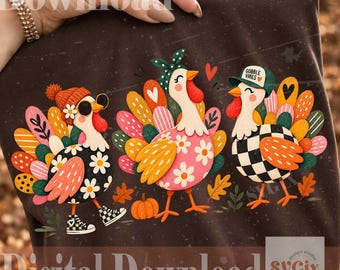 Turkey PNG, Trendy Turkey Shirt Design, Thanksgiving PNG (Digital Download)