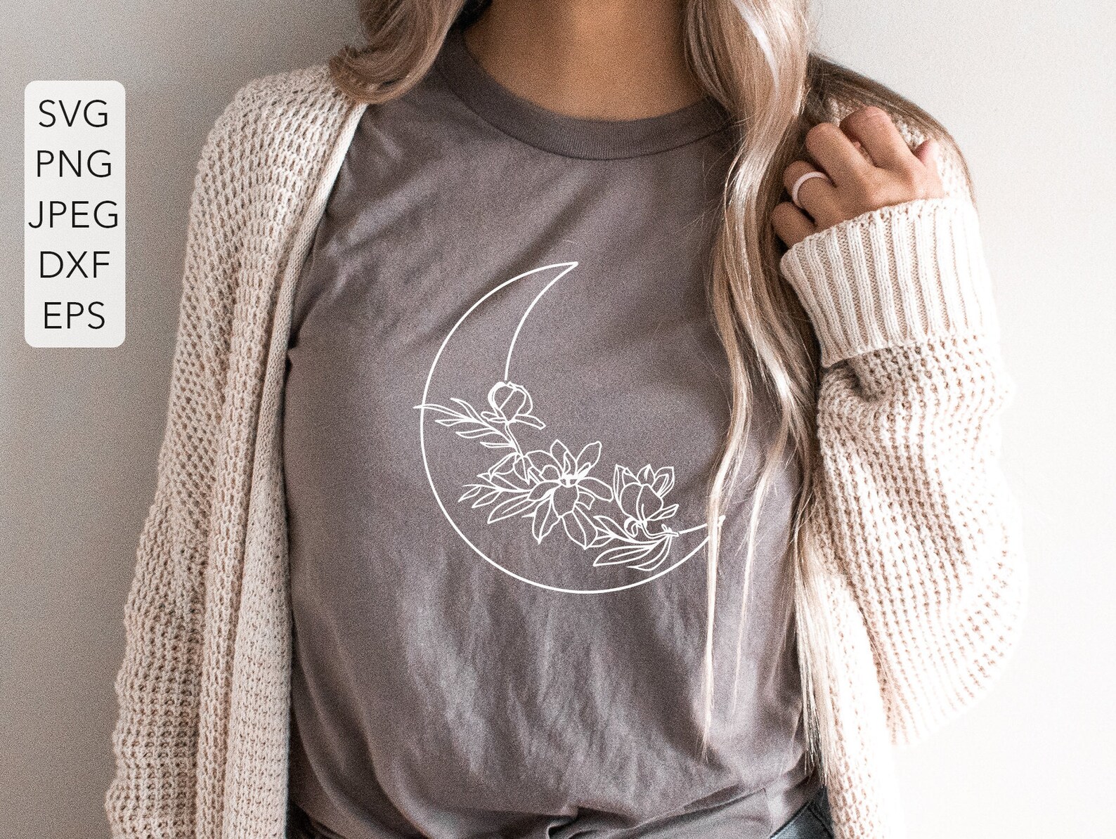 Download Moon Flowers svg Floral Moon svg Boho Moon svg Cutting | Etsy