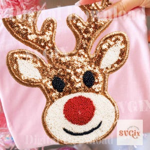 Renar png, Rudolf clipart, retro jul png, söt Rudolf png, barn jul png, paljett jul png