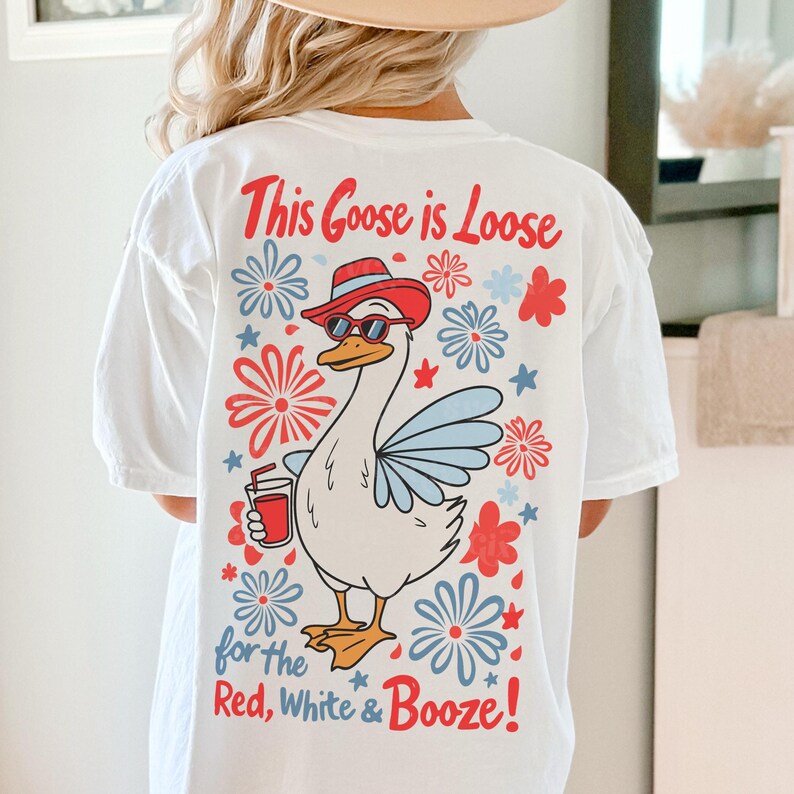 4.º ganso PNG, rojo blanco borracho PNG, este ganso está suelto SVG, 4 de julio PNG, diseño de camiseta patriótica de SVGix imagen 4