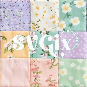 Spring Faux Patchwork Seamless, Spring Floral Seamless, Spring Seamless Sublimation Design by SVGix