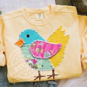 Faux Patchwork Küken PNG, Kinder Ostern PNG