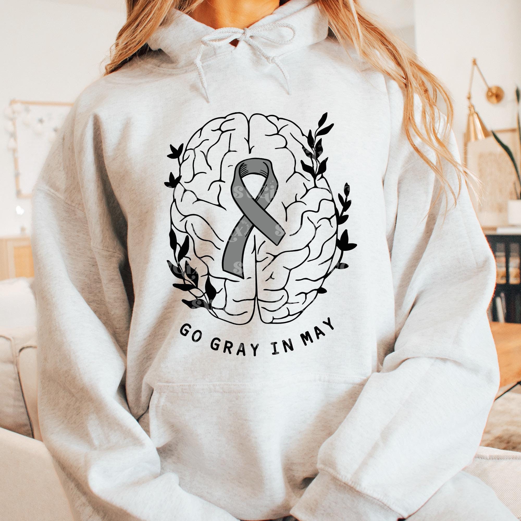 Brain Cancer SVG Go Gray in May PNG Brain Cancer Awreness Ribbon