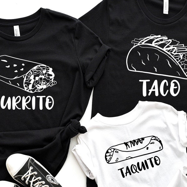 Taco Burrito Taquito SVG, Family Matching Shirts SVG, Cutting files for Silhouette and Cricut