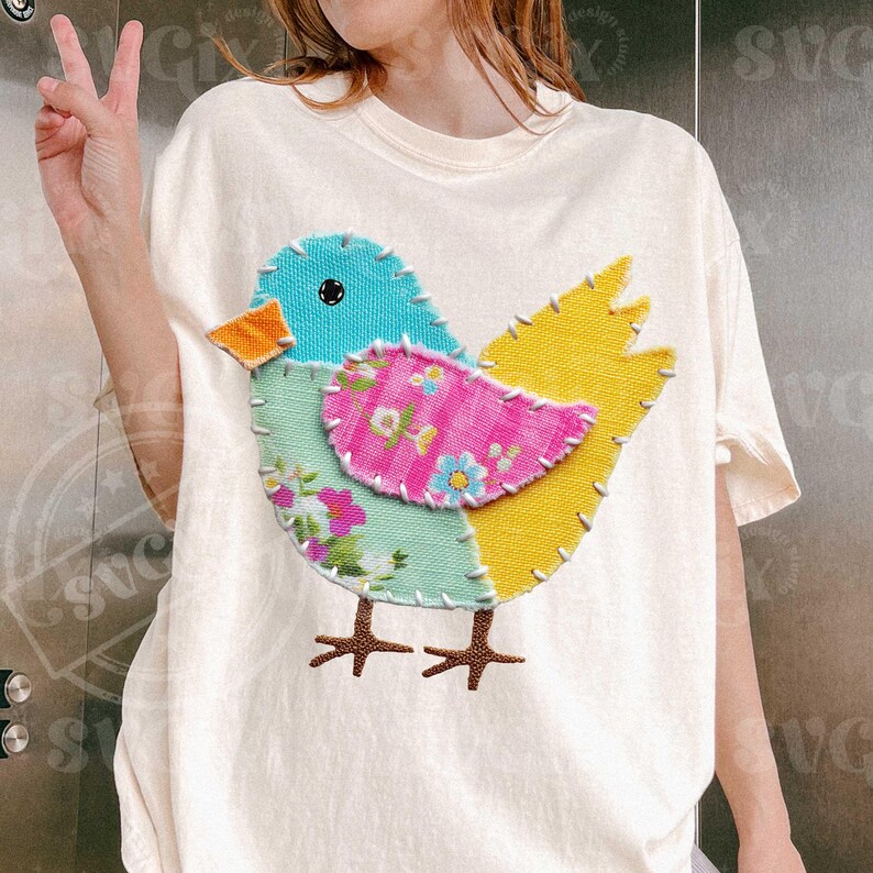 Faux Patchwork Chick PNG, Kids Easter Png - Etsy