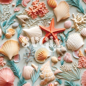 Beach Seashells Summer Seamless Pattern by SVGix