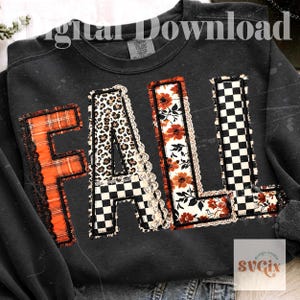 Fall Faux Patchwork PNG  (Not a pattern)