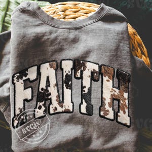 Faux Cow Print Faith PNG, Mom Western PNG, Faith Western PNG