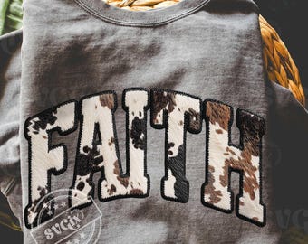 Faux Cow Print Faith PNG, Mom Western PNG, Faith Western PNG