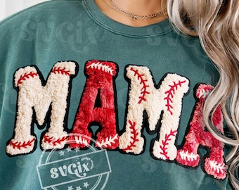 Mamá de béisbol PNG, Diseño de camiseta para mamá deportiva del día del juego, PNG deportivo de moda, Chenilla sintética png
