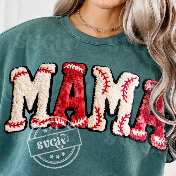 Baseball Mama PNG, Game Day Sports Mom Shirt Design, Trendy Athletic PNG, Faux Chenille png