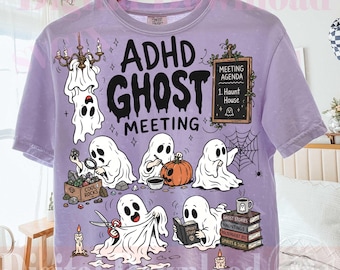 Zabawa z ADHD png, Neurospicy Halloween png, Duch ADHD png