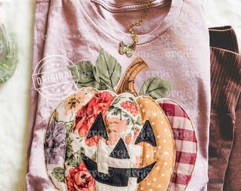 Floral Pumpkin Png, Floral Patchwork, Fall Png Design, Patchwork Pumpkin, Floral Fall Png, Trendy Fall Png by SVGix
